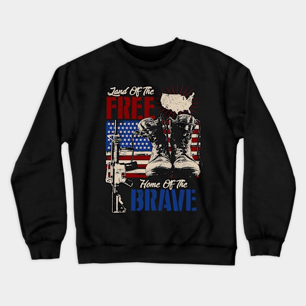Land Of The Free Home Of The Brave Crewneck Sweatshirt by Mandra